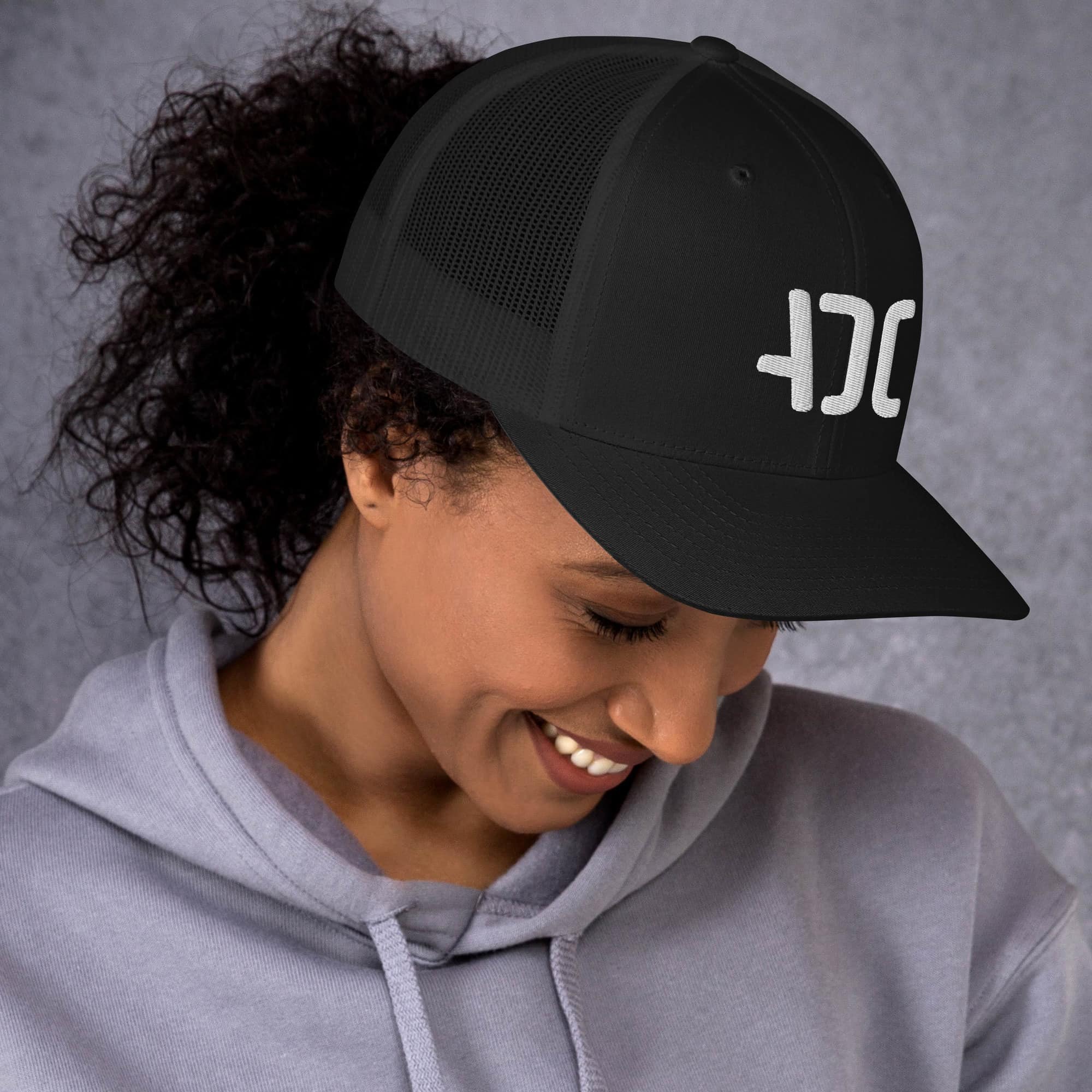 ADC retro trucker hat front quarter profile black