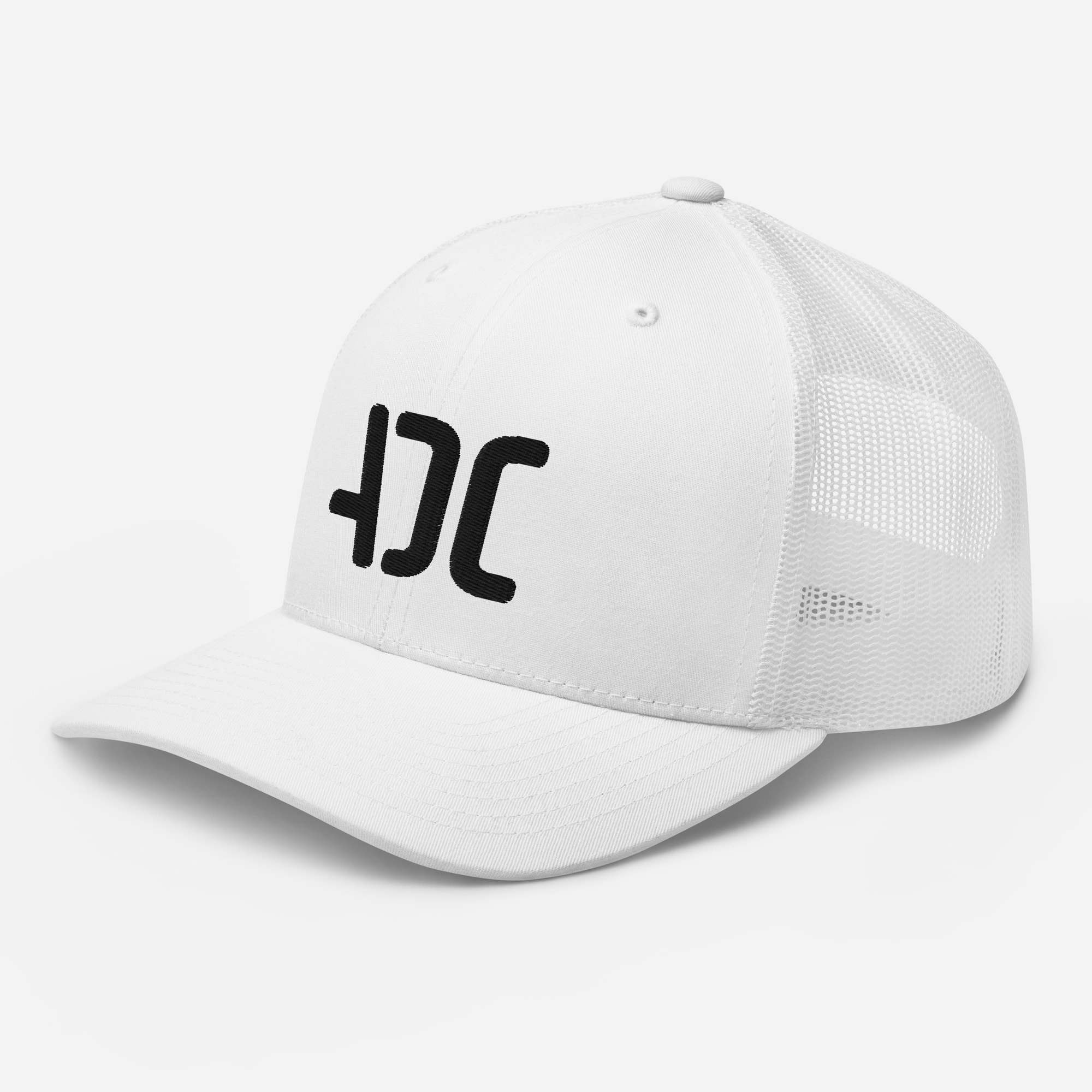ADC retro trucker hat front left quarter profile white
